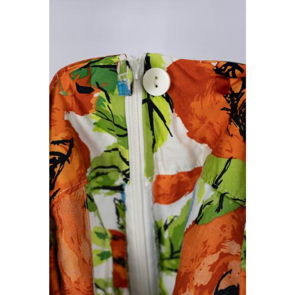 Talbots Size 12P Mini Skirt Petite Pleated Floral Orange Blue - Picture 3 of 6